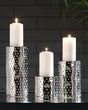 Tampa Furniture Outlet - Ashley Furniture - Marisa Candle Holder - Candle Holder Set (3/CN) / Silver Finish - A2000460