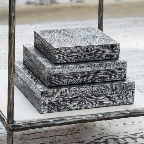 Tampa Furniture Outlet - Ashley Furniture - Keldy Box (Set of 3) - Box Set (3/CN) / Antique Pewter Finish - A2000491