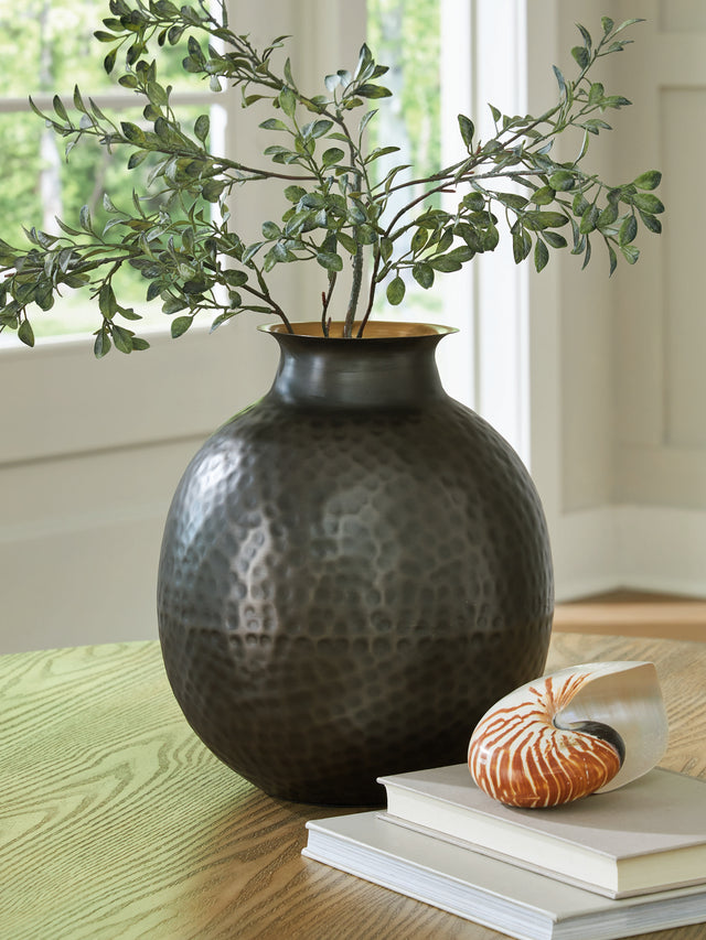 Tampa Furniture Outlet - Ashley Furniture - Woody Vase - Vase / Pewter/Gold Finish - A2000844