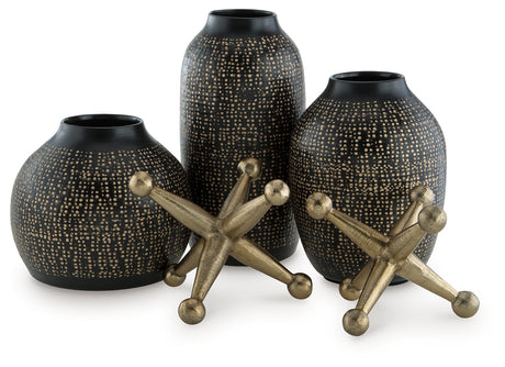 Tampa Furniture Outlet - Ashley Furniture - Vinburn Accessory Set (Set of 5) - Accessory Set (5/CN) / Black/Gold Finish - A2C00212