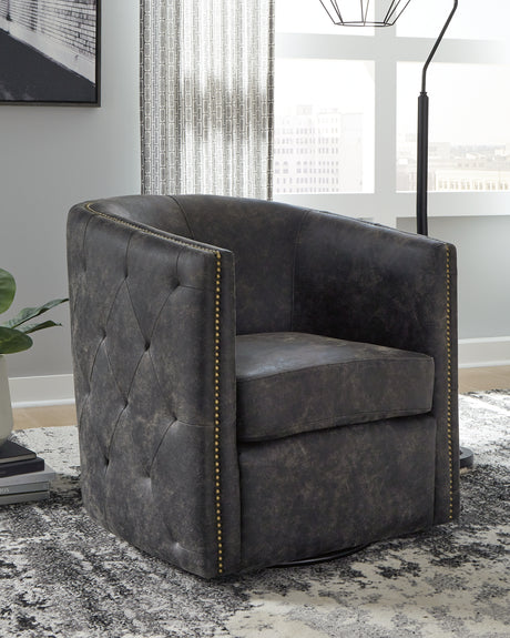 Tampa Furniture Outlet - Ashley Furniture - Brentlow Swivel Accent Chair - Swivel Accent Chair / Granite - A3000741