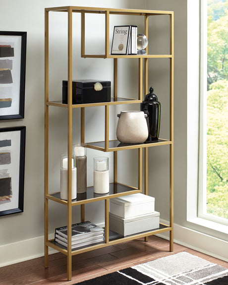 Tampa Furniture Outlet - Ashley Furniture - Frankwell Bookcase - Bookcase / Gold Finish - A4000286