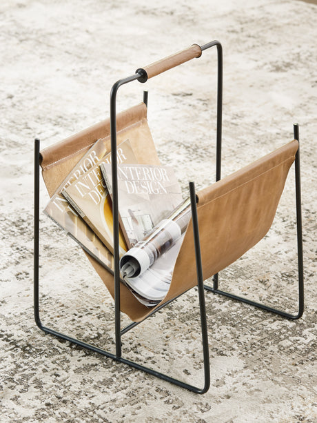 Tampa Furniture Outlet - Ashley Furniture - Faronworth Magazine Rack - Magazine Rack / Brown/Black - A4000668