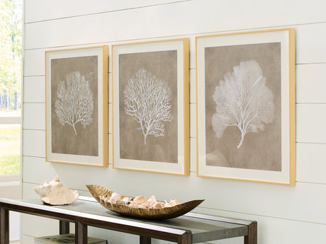 Tampa Furniture Outlet - Ashley Furniture - Hendridge Wall Decor - Wall Art Set (3/CN) / Taupe/White - A8000486
