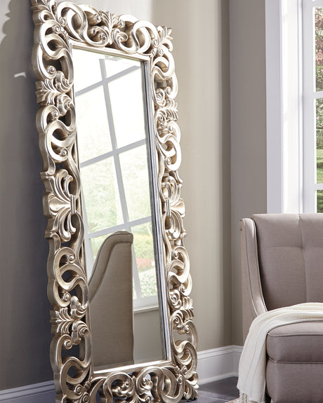 Tampa Furniture Outlet - Ashley Furniture - Lucia Mirror - Floor Mirror / Antique Silver Finish - A8010123