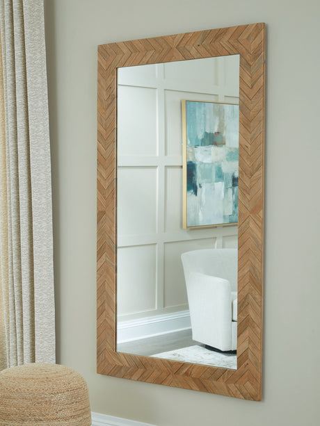 Tampa Furniture Outlet - Ashley Furniture - Waylane Mirror - Floor Mirror / Brown - A8010347