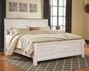 Tampa Furniture Outlet - Ashley Furniture - Willowton Bedroom - California King Panel Bed / Whitewash - B267B28