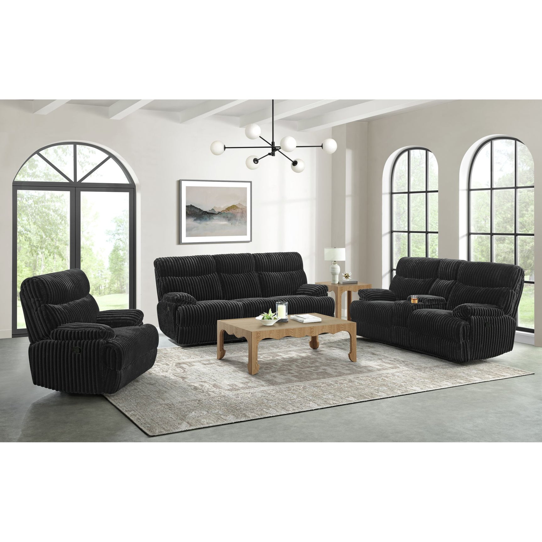 Admiral Motion Loveseat with Console in Masis Black – SKU U-16220-8847-285 | Elements