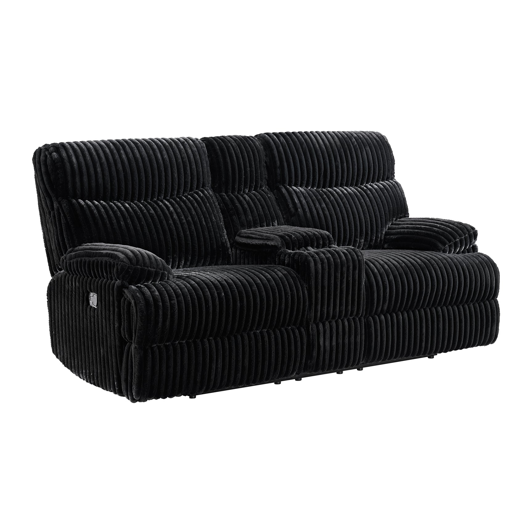 Admiral Motion Loveseat with Console in Masis Black - Tampa Furniture Outlet