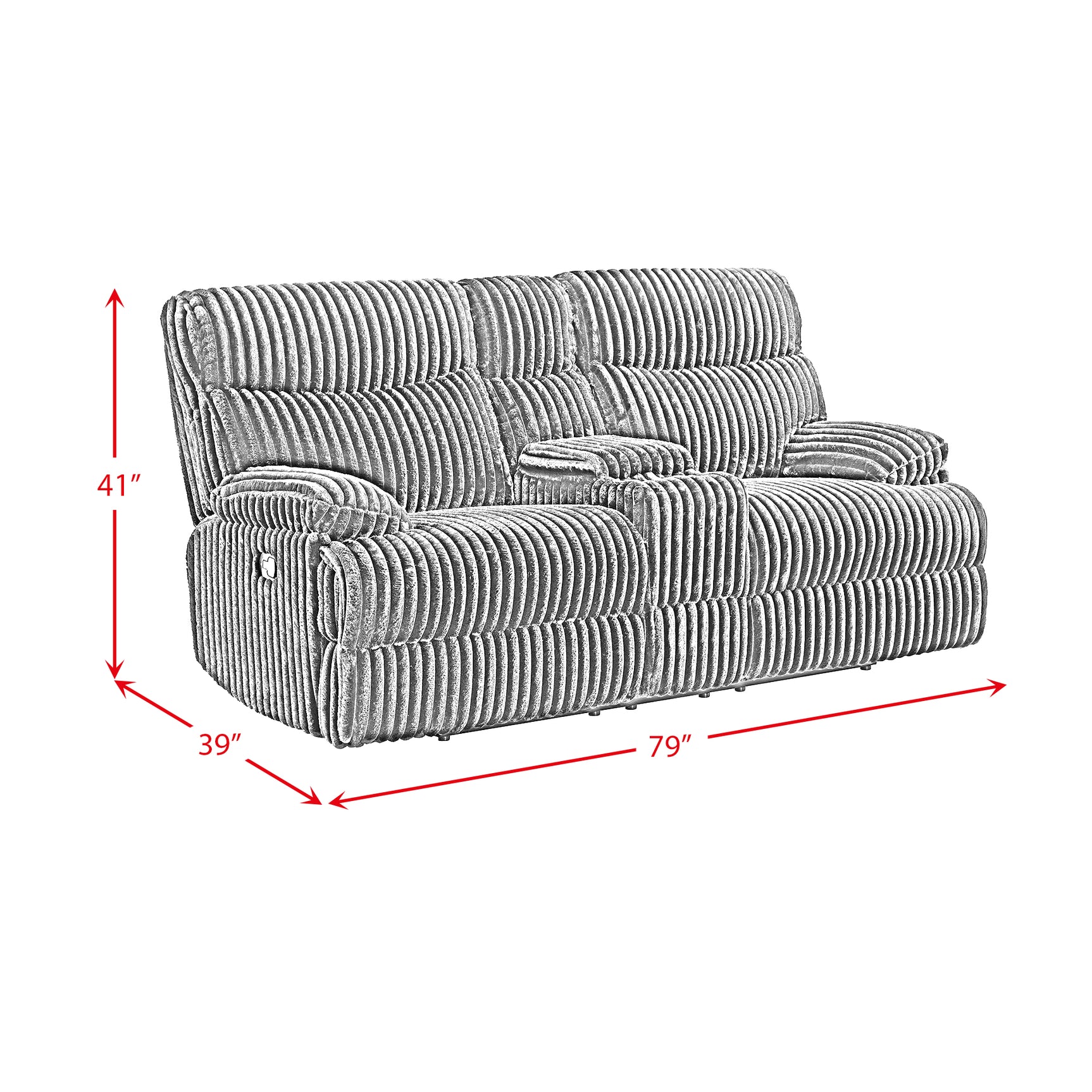 Admiral Motion Loveseat with Console in Masis Black - Tampa Furniture Outlet
