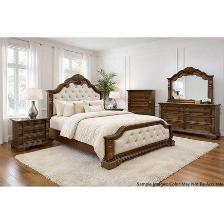 Alamonte King UPH Bed with Sand Fabric in Medium Brown – SKU B-20460-5-KUB | Elements