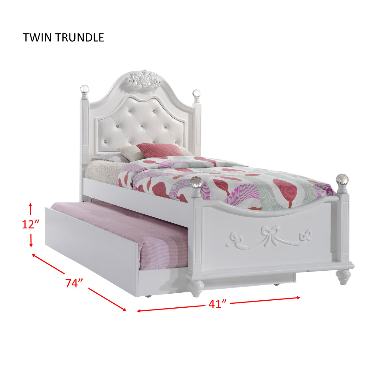 ALANA TWIN PLATFORM 3PC BEDROOM SET W/ STORAGE TRUNDLE