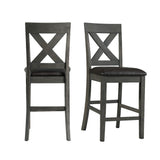 Alex Counter Side Chair W/Black PU Grey (2 Per Pack) - Tampa Furniture Outlet