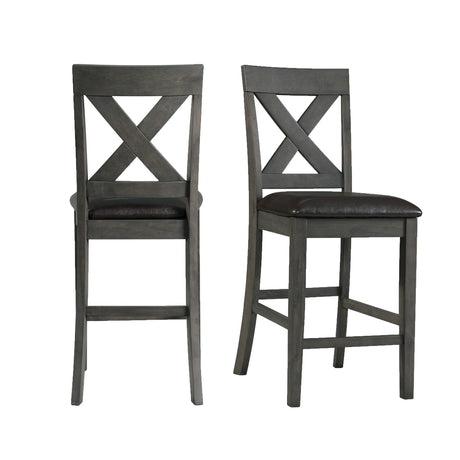 Alex Counter Side Chair W/Black PU Grey (2 Per Pack) - Tampa Furniture Outlet