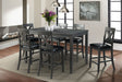 Alex Grey 60" 7 PC Counter Set (Grey Table with Black PU Seat) – SKU DAX4007CS | Elements