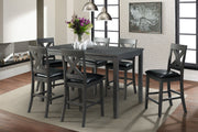 Alex Grey 60" 7 PC Counter Set (Grey Table with Black PU Seat) – SKU DAX4007CS | Elements