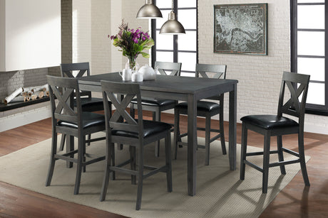 Alex Grey 60" 7 PC Counter Set (Grey Table with Black PU Seat) – SKU DAX4007CS | Elements