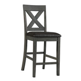 Alex Counter Side Chair W/Black PU Grey (2 Per Pack) - Tampa Furniture Outlet