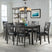 Alex Grey 60" 7 PC Dining Set (Grey Table with Black PU Seat) – SKU DAX4007DS | Elements