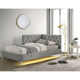 Amberley Twin UPH Corner Bed with LED and USB in Grey – SKU B-480-3-TCB | Elements