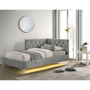 Amberley Twin UPH Corner Bed with LED and USB in Grey – SKU B-480-3-TCB | Elements