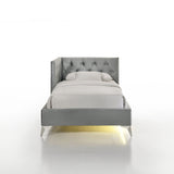 Amberley Twin UPH Corner Bed with LED and USB in Grey - Tampa Furniture Outlet