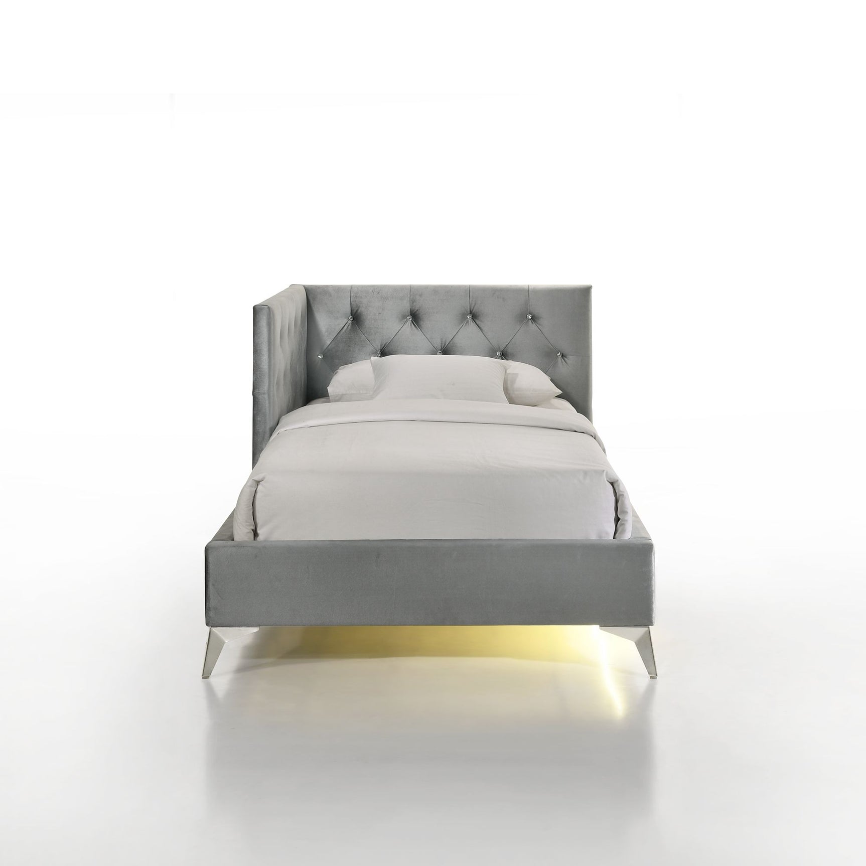 Amberley Twin UPH Corner Bed with LED and USB in Grey - Tampa Furniture Outlet