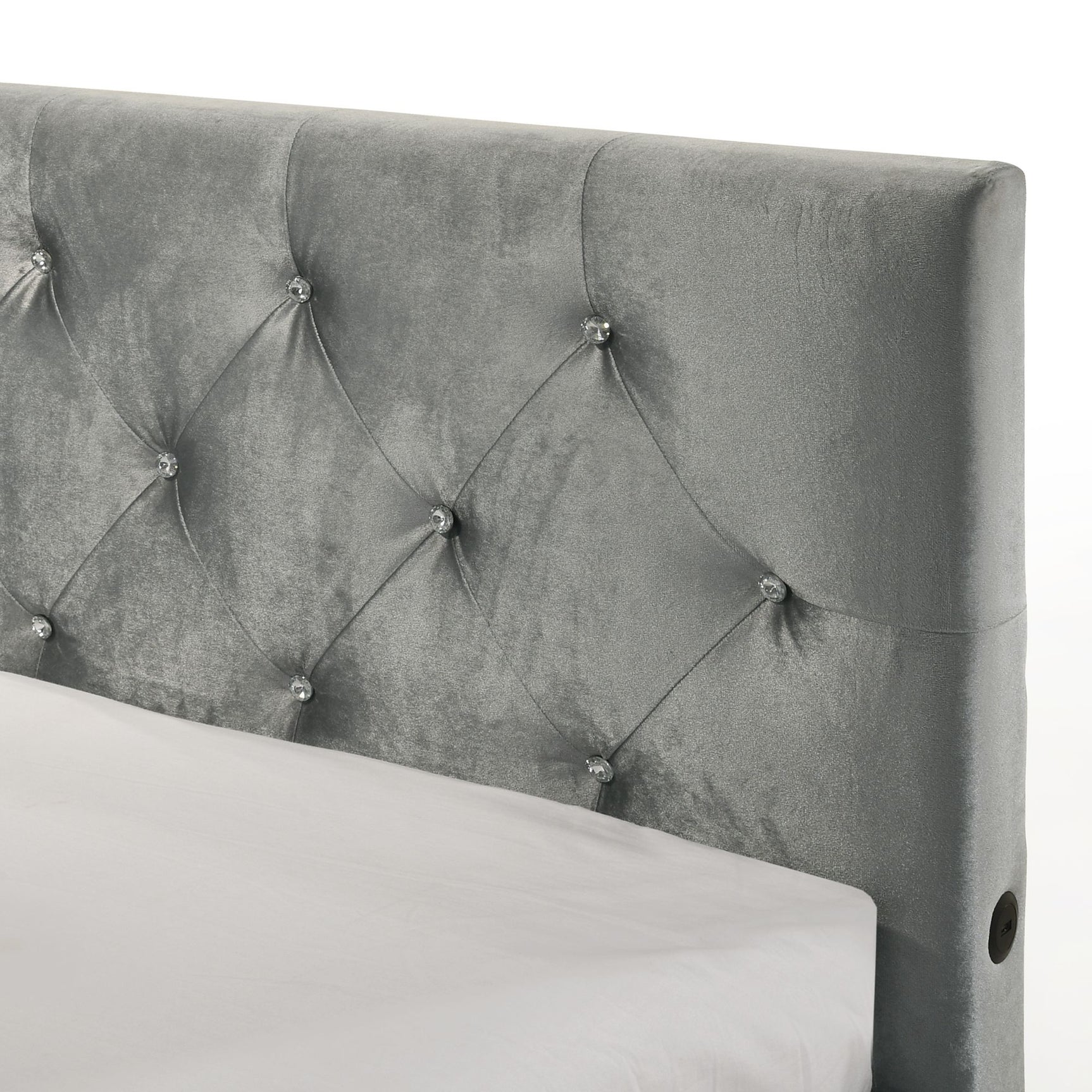 Amberley Twin UPH Corner Bed with LED and USB in Grey - Tampa Furniture Outlet