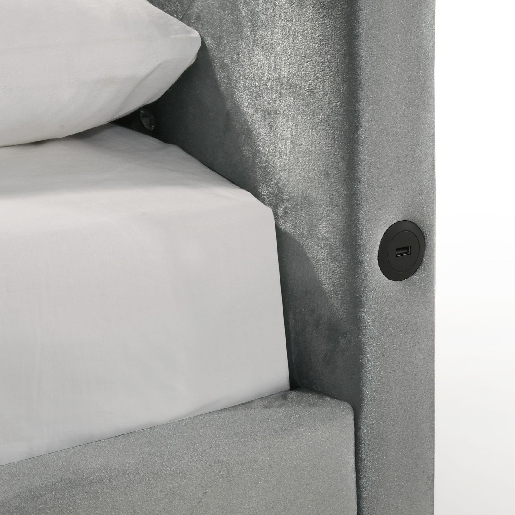Amberley Twin UPH Corner Bed with LED and USB in Grey - Tampa Furniture Outlet
