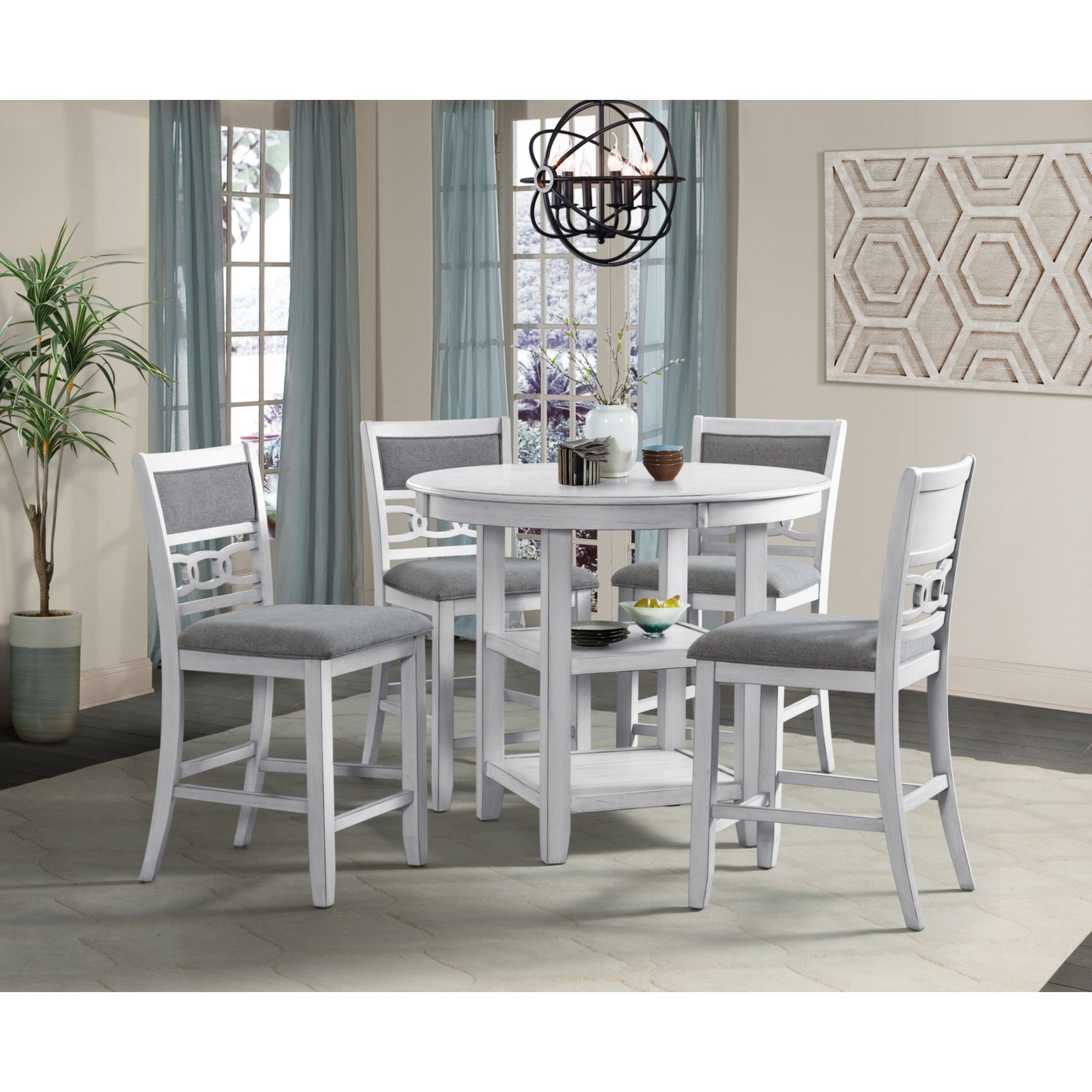 Amherst Counter Side Chair W/Fabric Cushion White Finish (2 Per Pack) – SKU DAH750CSC | Elements