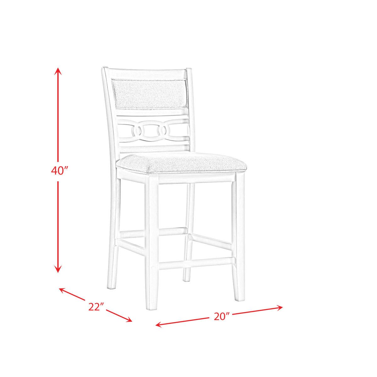 Amherst Counter Side Chair W/Fabric Cushion White Finish (2 Per Pack)