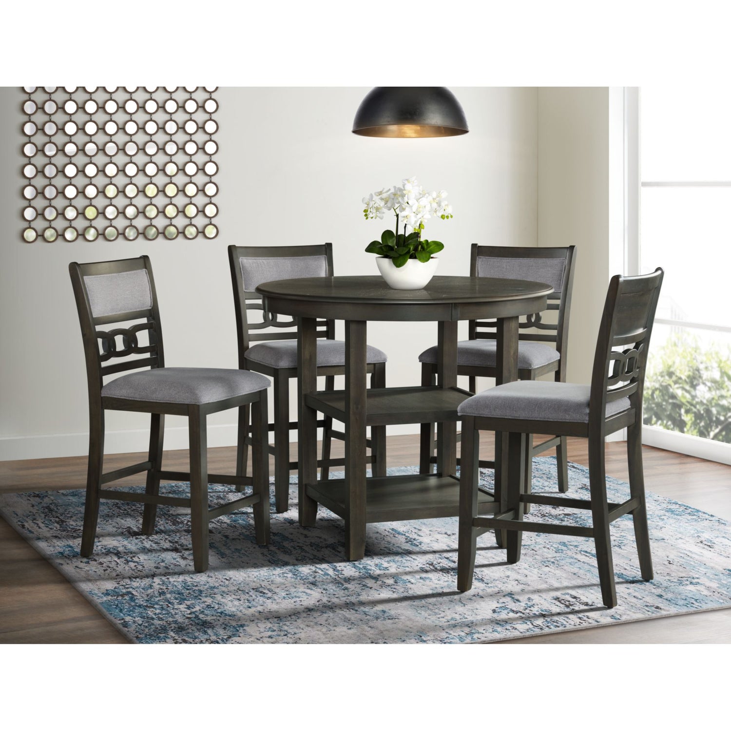 Amherst Counter Table w/Wood Leg Grey Finish - Tampa Furniture Outlet