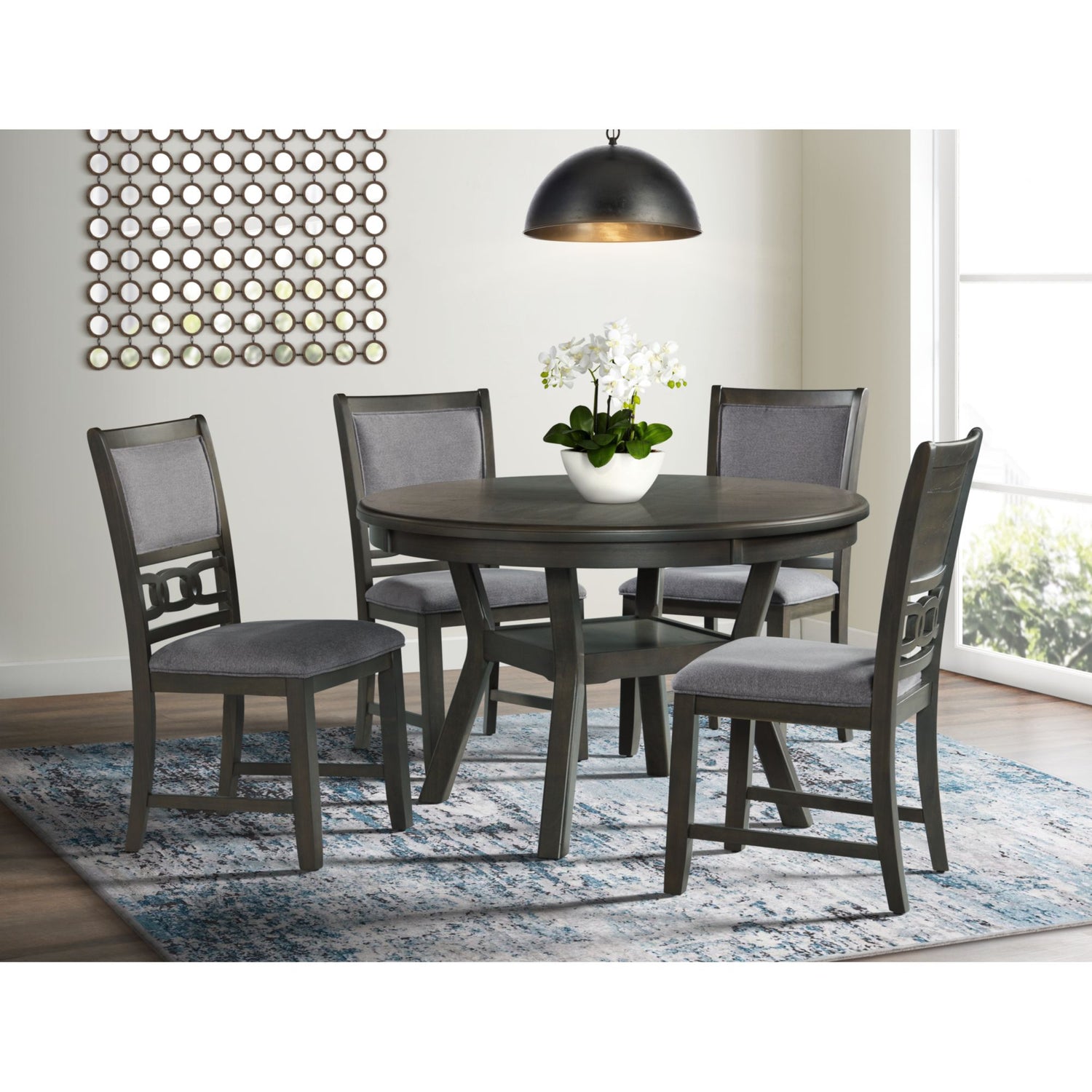 Amherst Dining Table w/Wood Leg Grey Finish – SKU DAH300DT | Elements