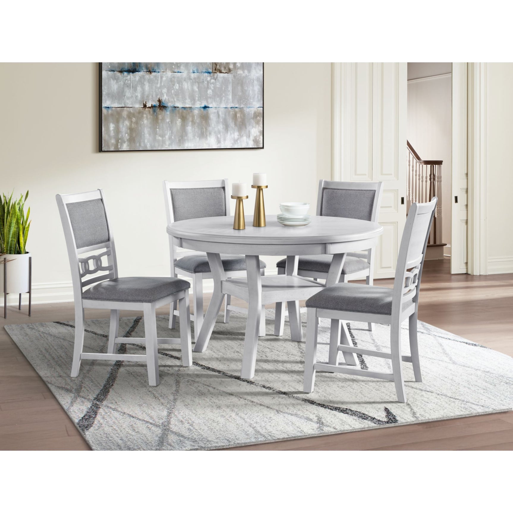 Amherst Dining Side Chair W/Fabric Cushion Side Stretcher White Finish (2 Per Pack) - Tampa Furniture Outlet