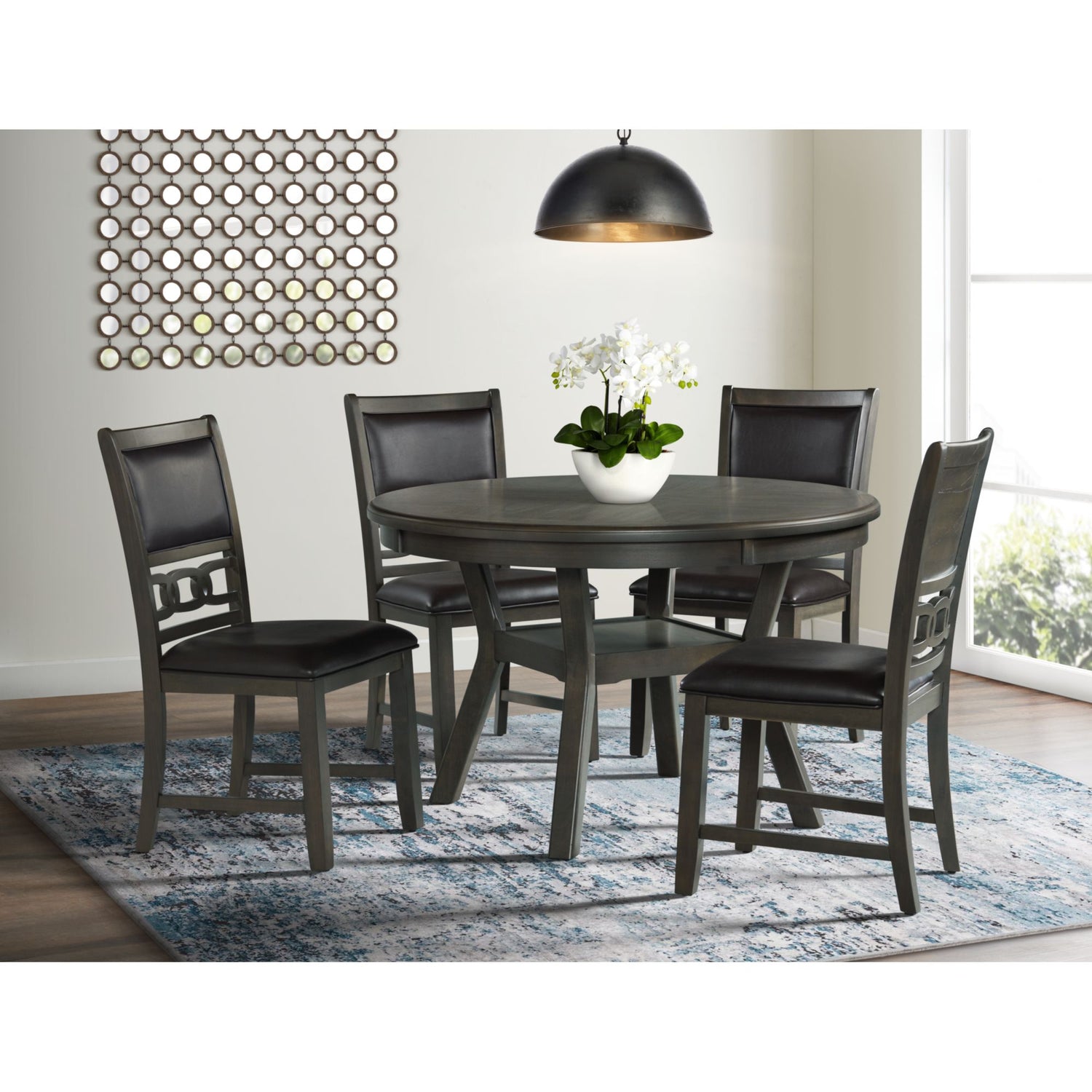 Amherst Dining Table w/Wood Leg Grey Finish - Tampa Furniture Outlet