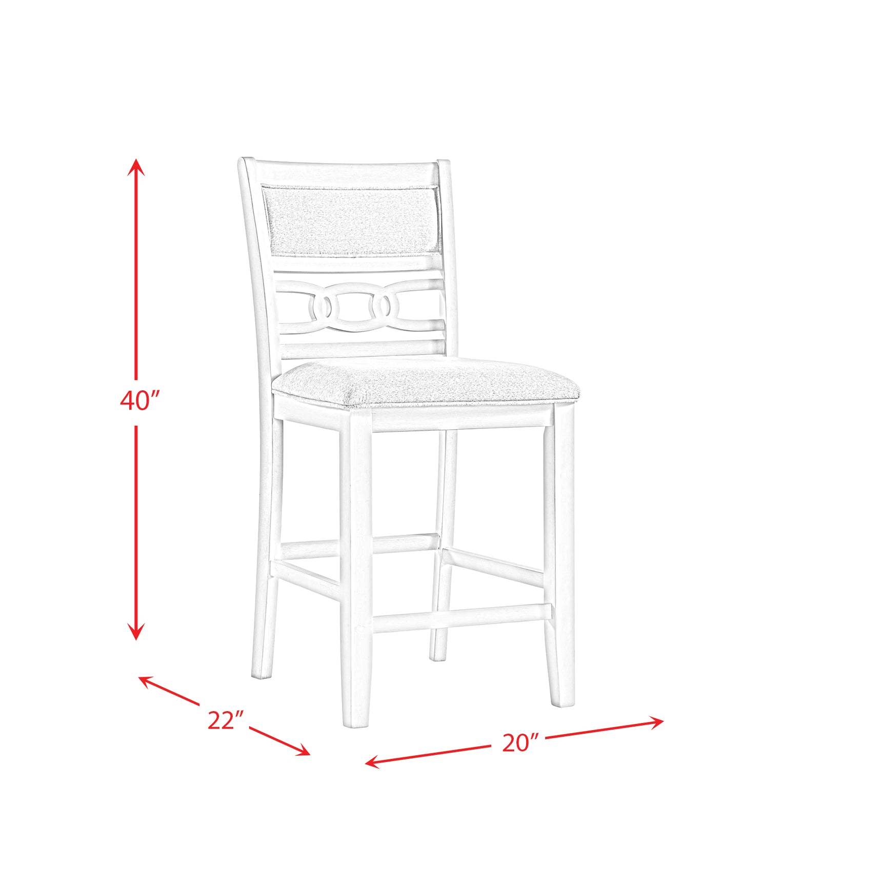 Amherst Counter Side Chair W/Fabric Cushion White Finish (2 Per Pack) - Tampa Furniture Outlet
