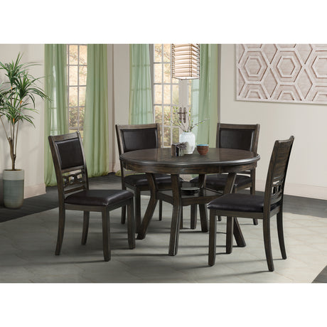 Amherst Standard Height 5PC Dining Set-Table and Four Faux Leather Side Chairs in Walnut – SKU DAH5055PC | Elements