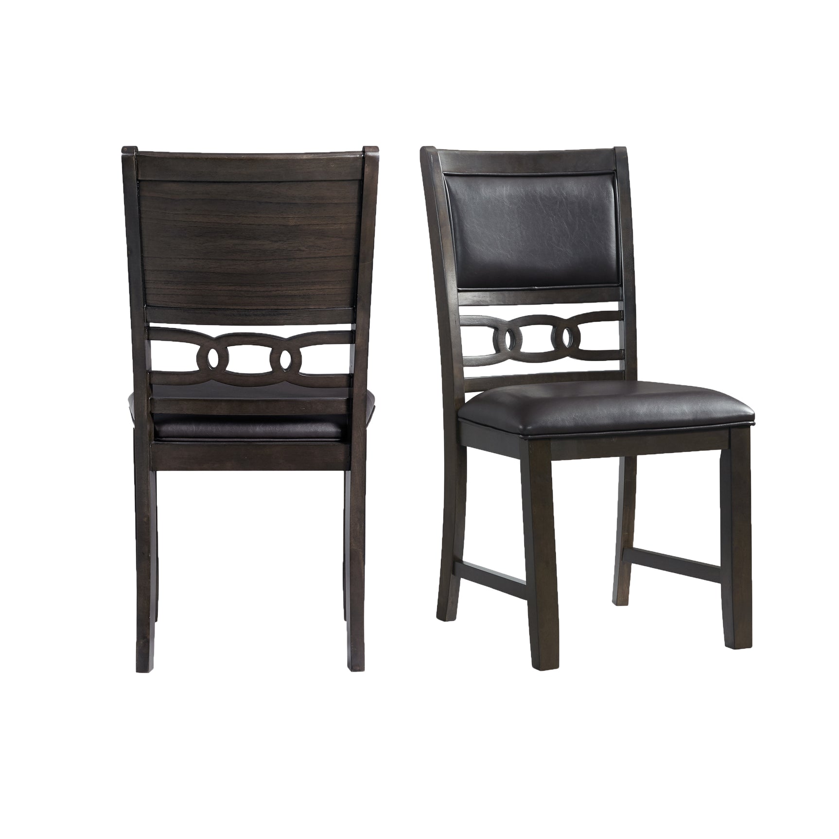 Amherst Dining Side Chair W/PU Cushion Side Stretcher Dark Finish (2 Per Pack) - Tampa Furniture Outlet