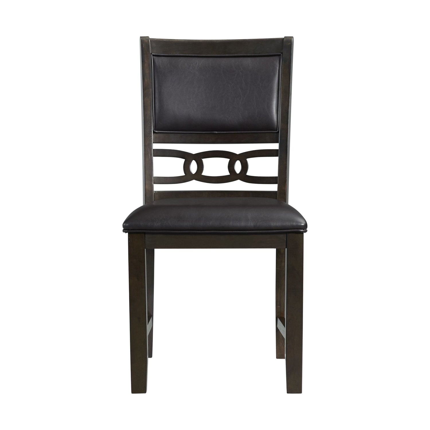 Amherst Dining Side Chair W/PU Cushion Side Stretcher Dark Finish (2 Per Pack) - Tampa Furniture Outlet