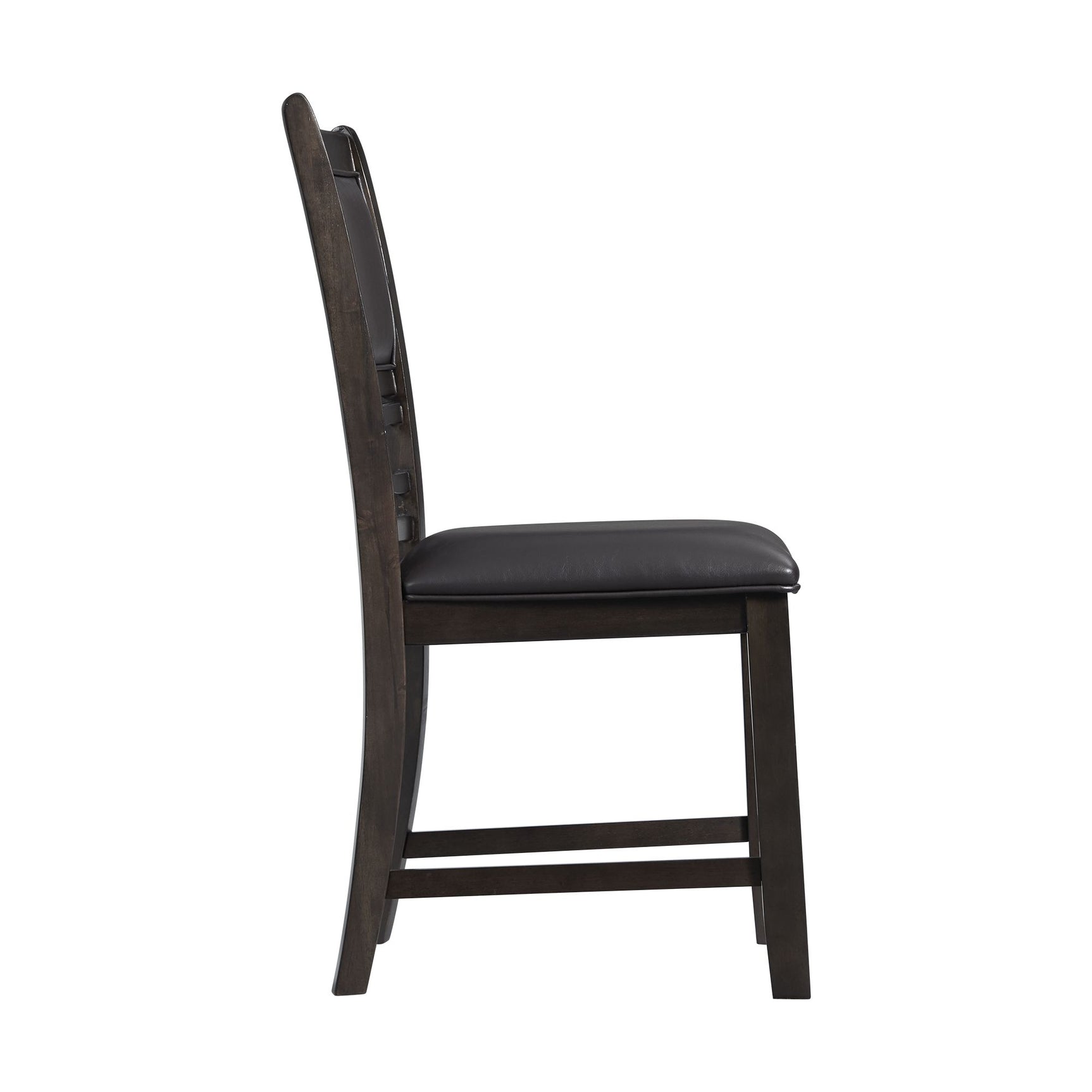 Amherst Dining Side Chair W/PU Cushion Side Stretcher Dark Finish (2 Per Pack) - Tampa Furniture Outlet