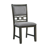 Amherst Dining Side Chair W/Fabric Cushion Side Stretcher Grey Finish (2 Per Pack) - Tampa Furniture Outlet