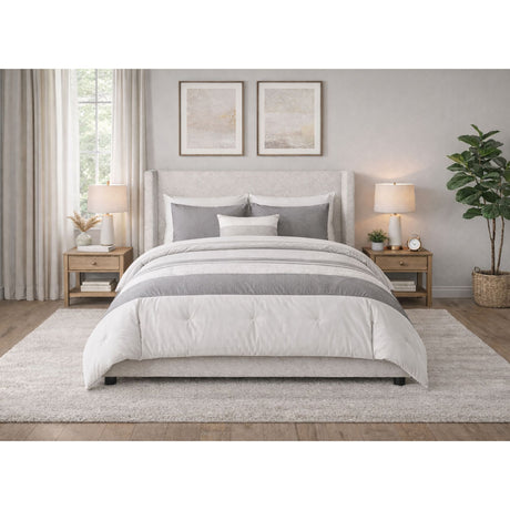 Angeline Complete Queen Non-Storage Bed in Grey Fabric – SKU UB-20390-3-QB | Elements