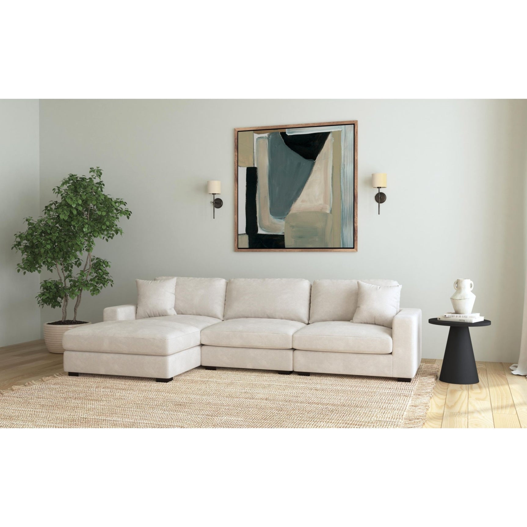 Arizona Modular RHF Armchair with 1 pillow 20" in Steno Beige – SKU U-8540-9440-150 | Elements
