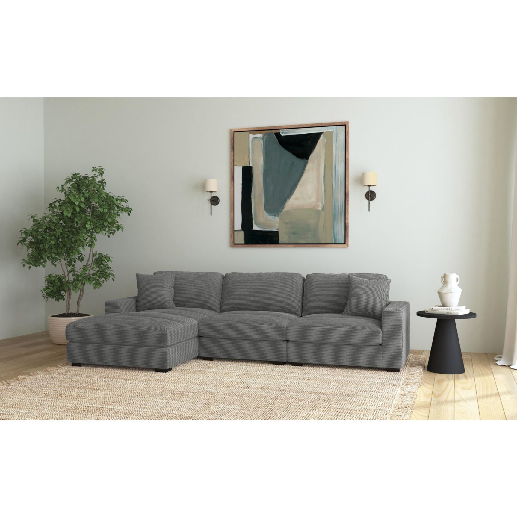 Arizona Modular RHF Armchair with 1 pillow 20" in Steno Charcoal - Tampa Furniture Outlet