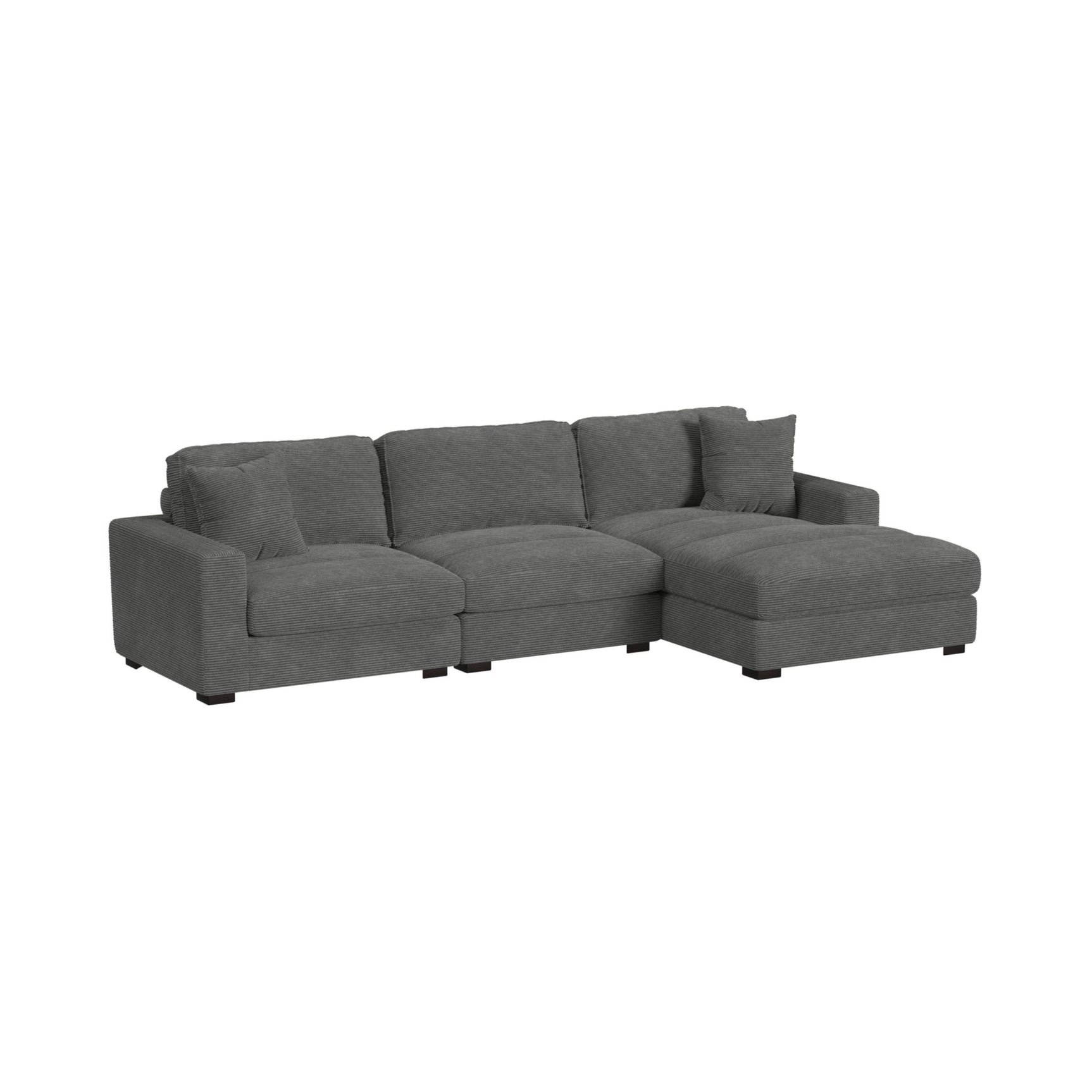Arizona Modular RHF Chaise with 1 pillow 20" in Steno Charcoal