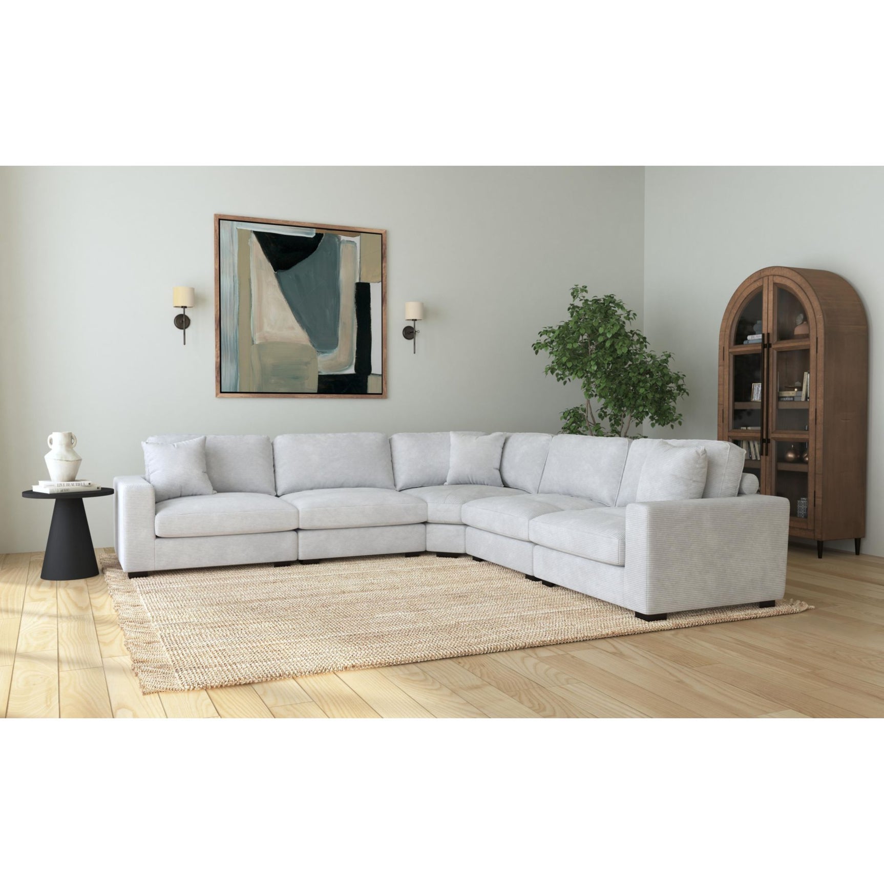 Arizona Modular Wedge with 1 pillow 20" in Steno Stone - Tampa Furniture Outlet
