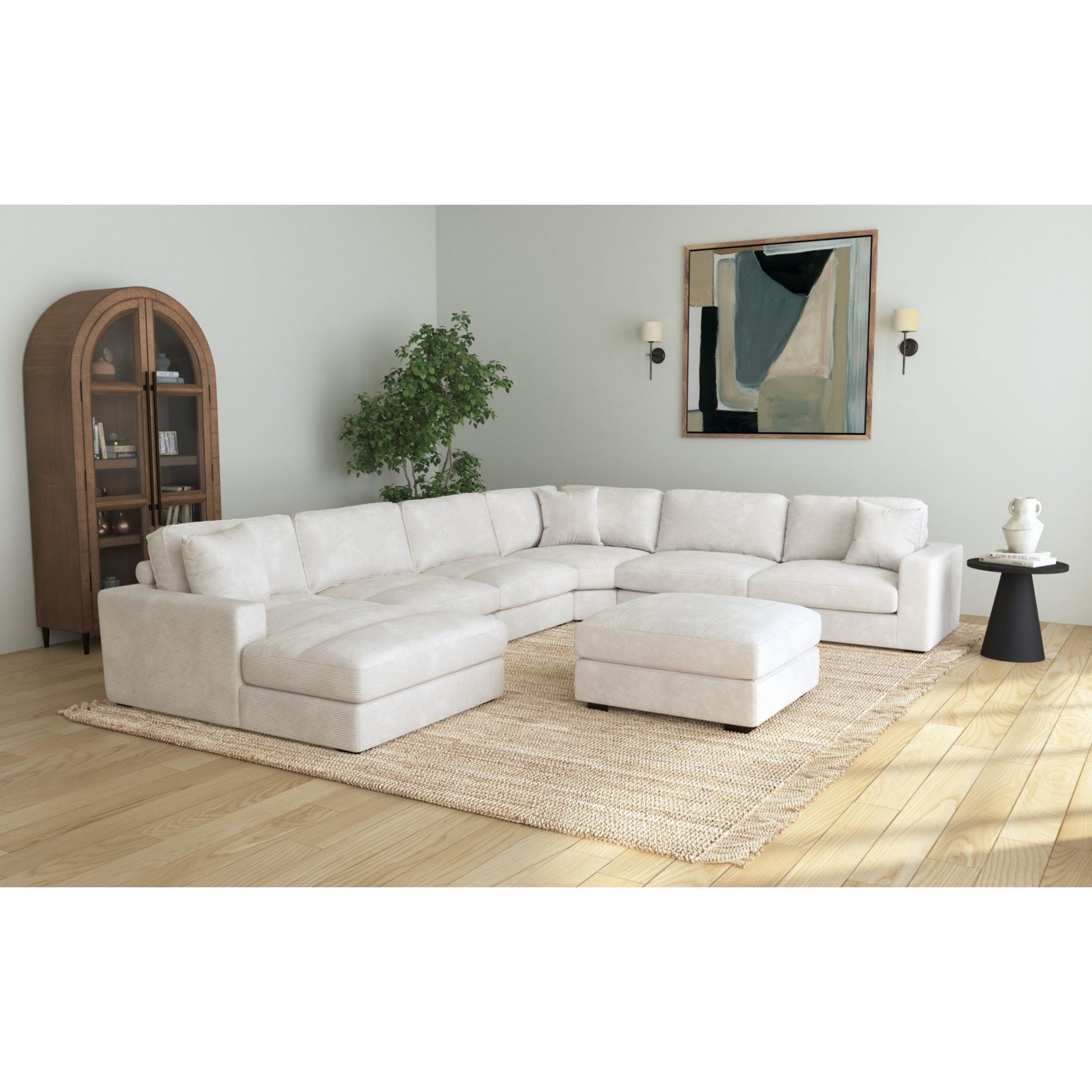 Arizona Modular RHF Armchair with 1 pillow 20" in Steno Beige - Tampa Furniture Outlet