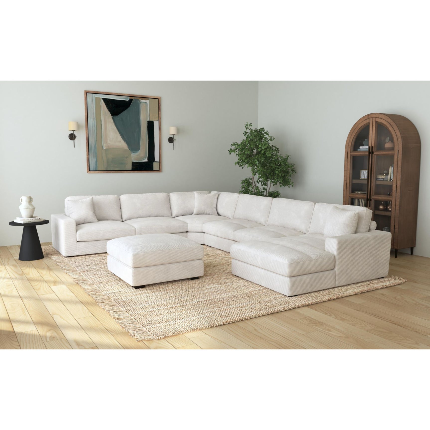 Arizona Modular RHF Chaise with 1 pillow 20" in Steno Beige - Tampa Furniture Outlet