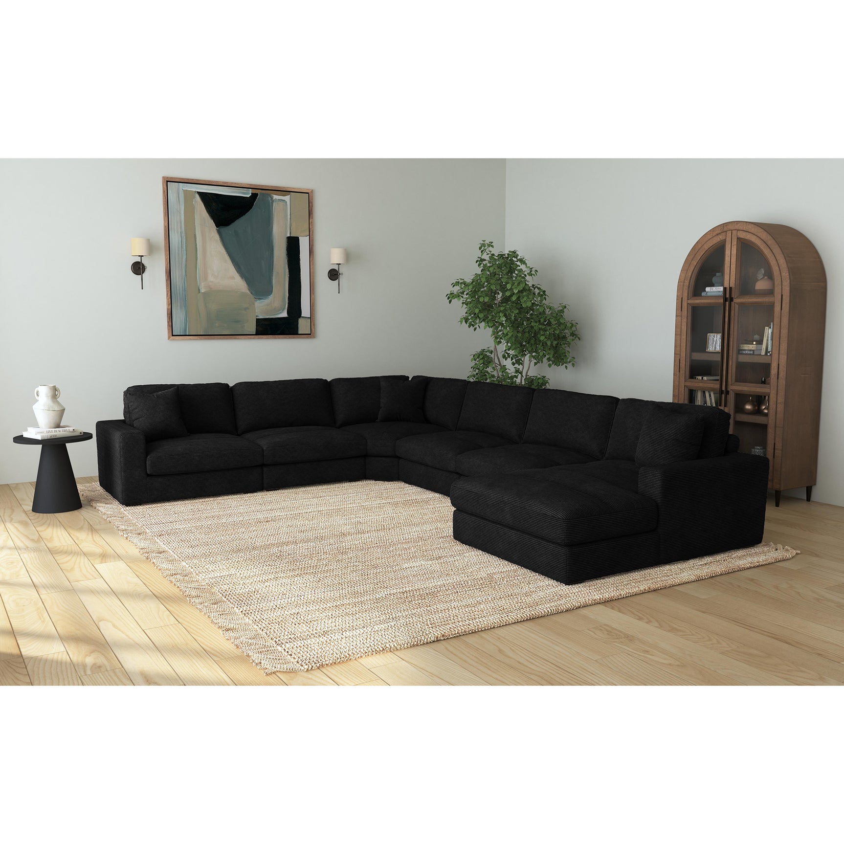 Arizona Modular Wedge with 1 pillow 20" in Steno Black – SKU U-8540-9446-210 | Elements