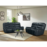 Aruba Power Motion Sofa with Power Headrest in Pebble Navy - Tampa Furniture Outlet